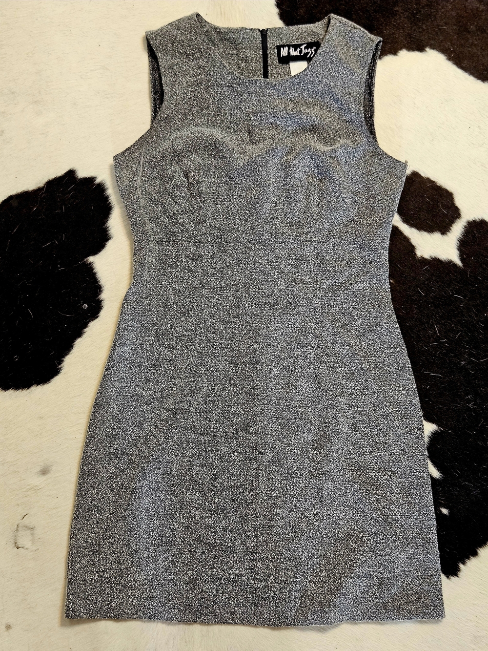Vintage 1990s Minimalist All That Jazz B&W Textured Mini Dress Sz 7/8